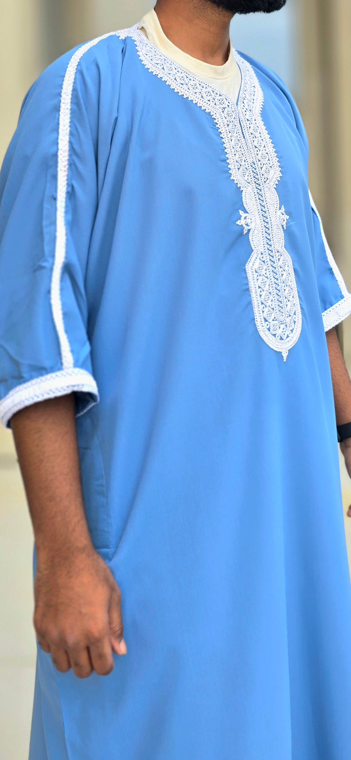 Sky Blue Adult Moroccan Thobe Gandoura Style 05MOR