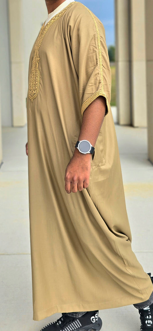 Gold Adult Moroccan Thobe Gandoura Style 04MOR