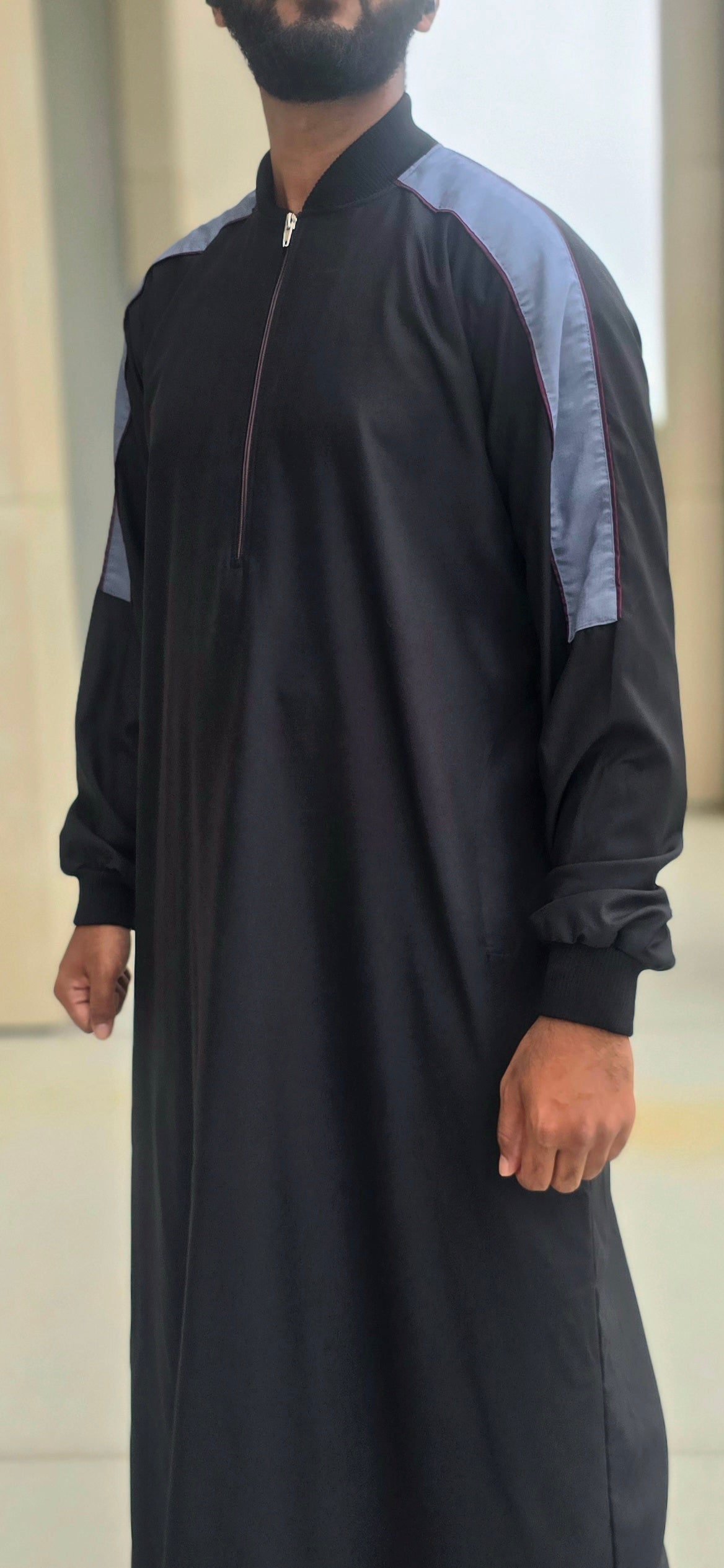 Black and Grey Striped Designer Thobe for Adults – 11DE