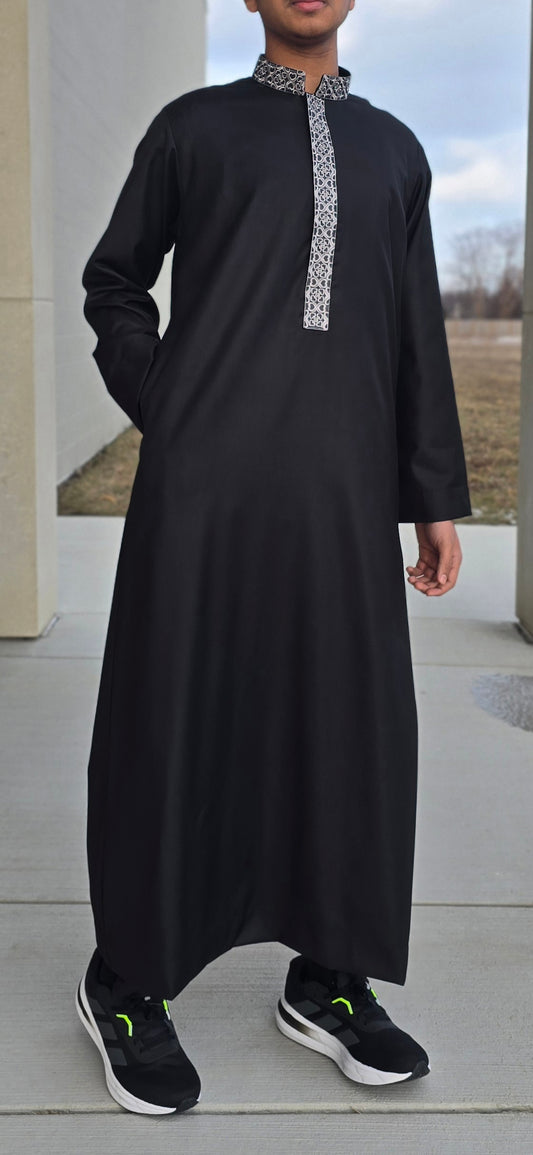 Black Thobe with Embroidery 08EM