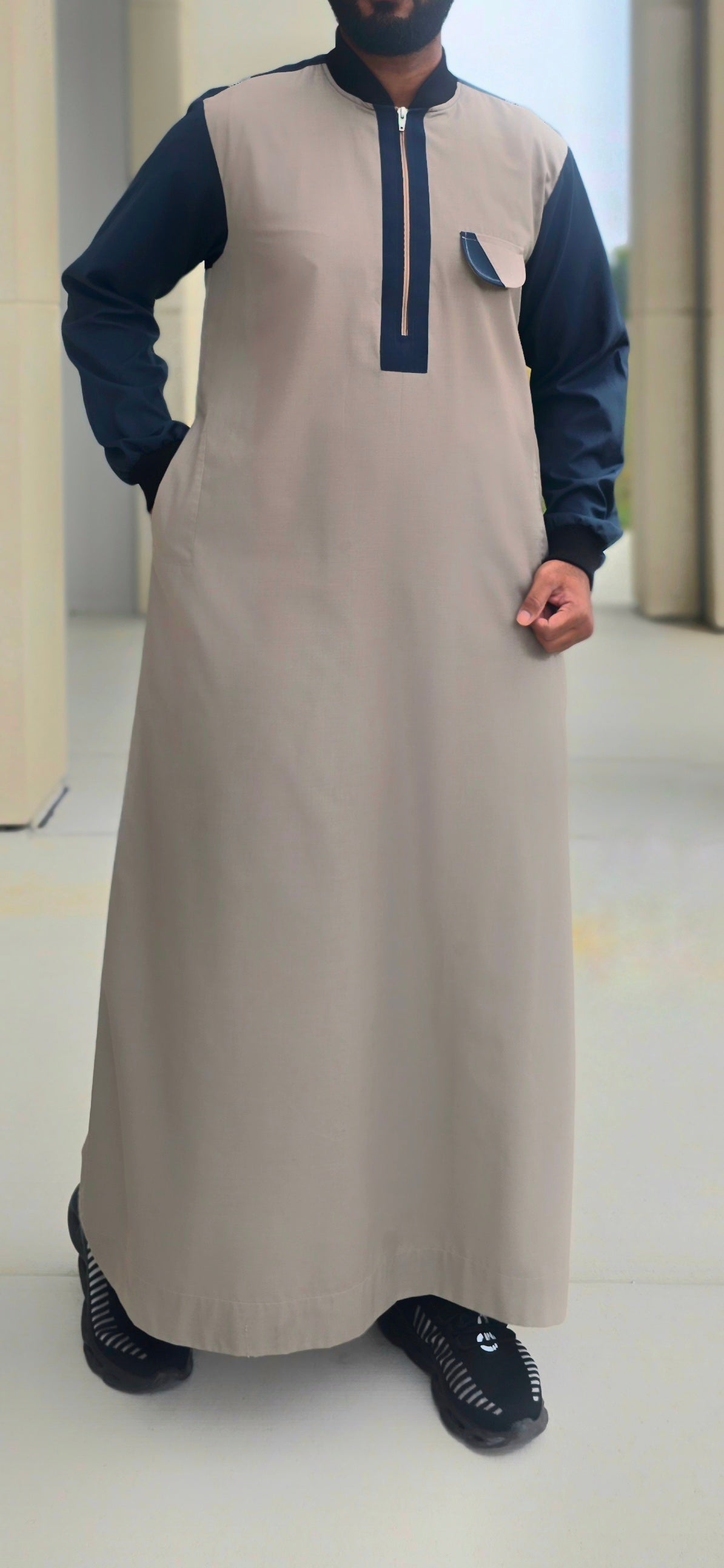 Sandy and Green Designer Thobe for Adults- 12DE