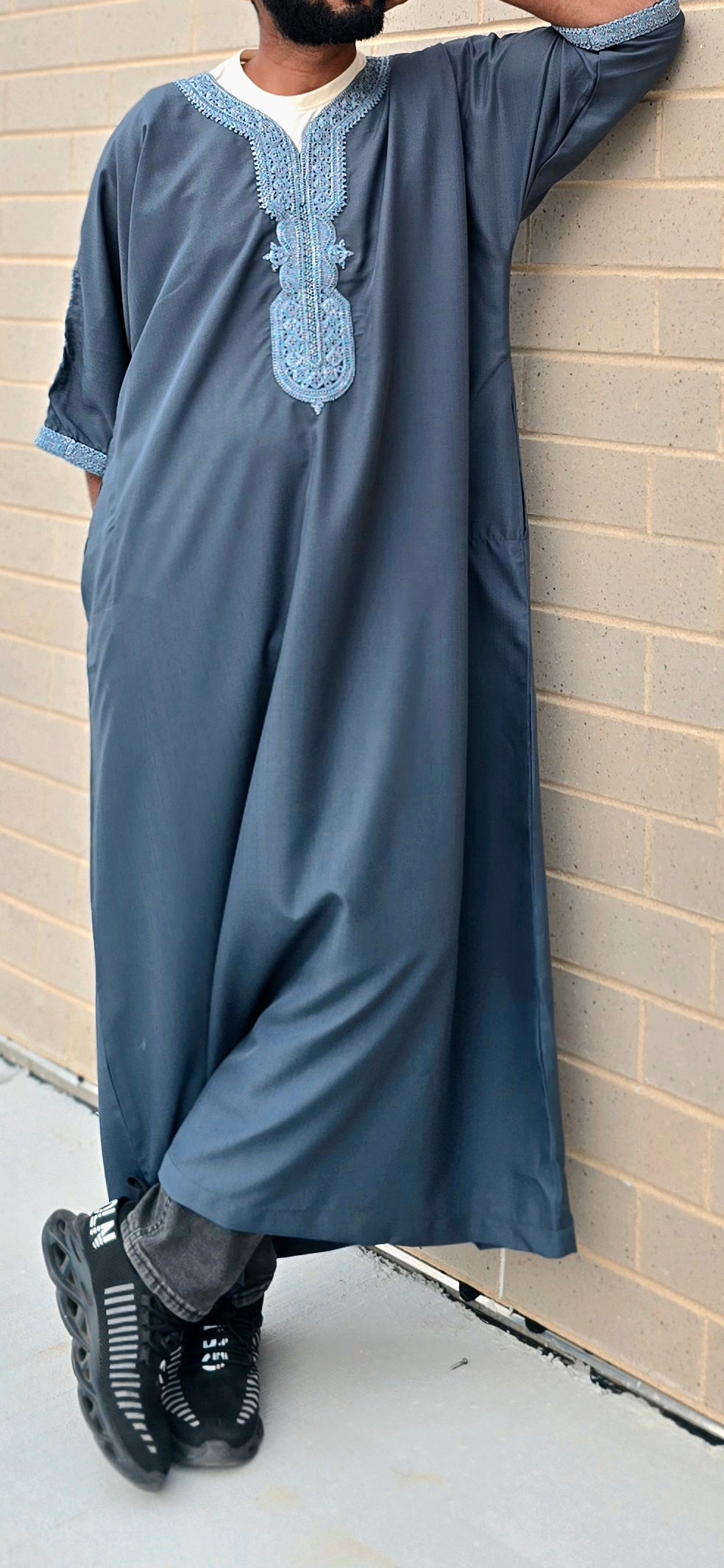 Dark Grey Moroccan Thobe for Adults 01MOR