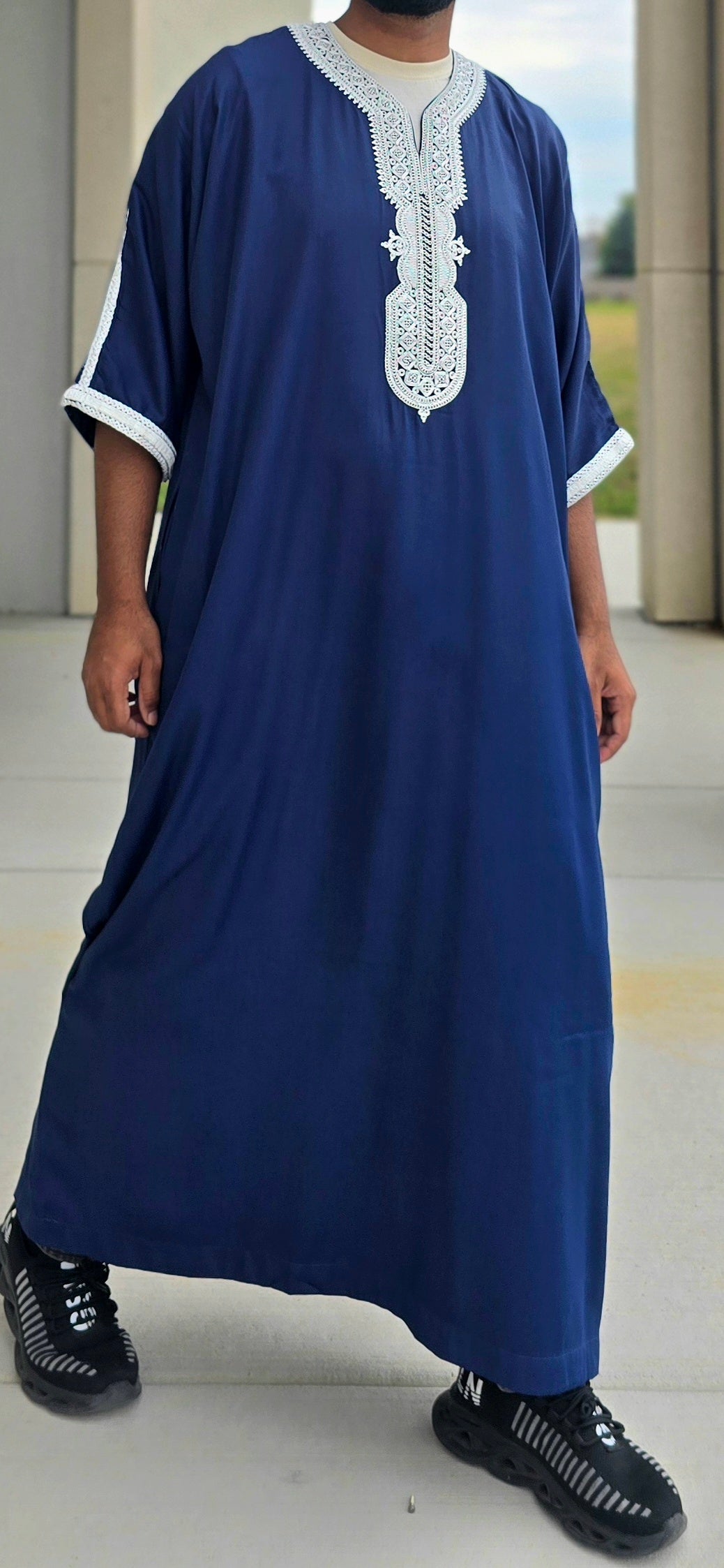 Navy Blue Adult Moroccan Thobe Gandoura Style 02MOR