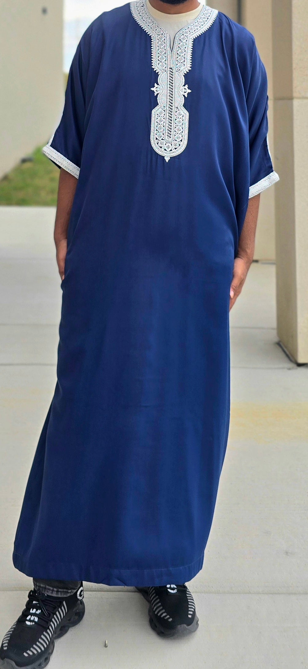 Navy Blue Adult Moroccan Thobe Gandoura Style 02MOR