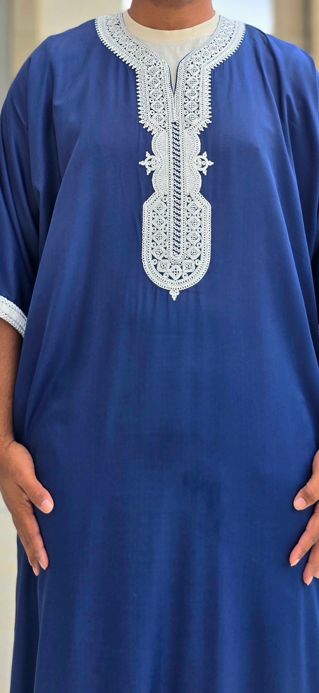 Navy Blue Adult Moroccan Thobe Gandoura Style 02MOR