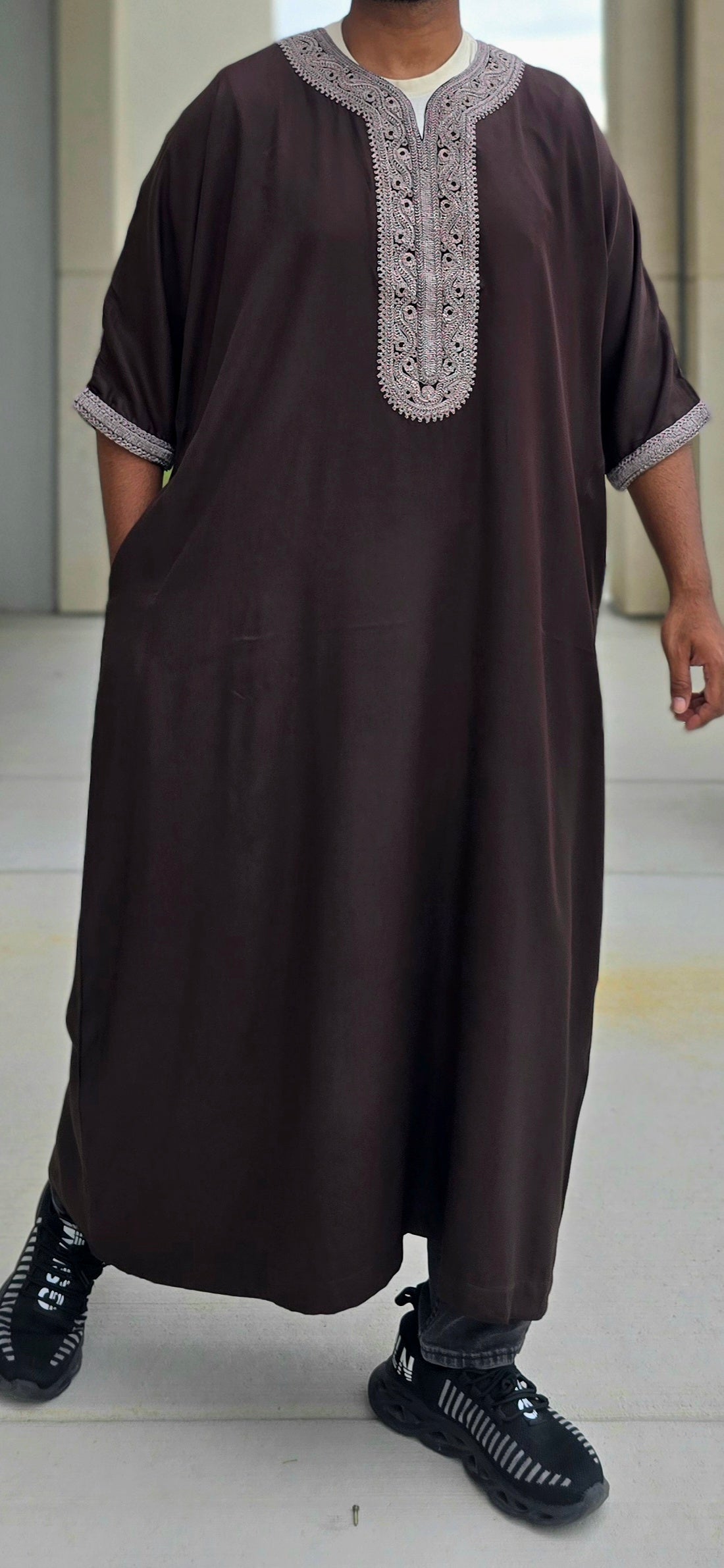 Brown Adult Moroccan Thobe Gandoura Style 03MOR