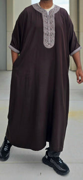 Brown Adult Moroccan Thobe Gandoura Style 03MOR