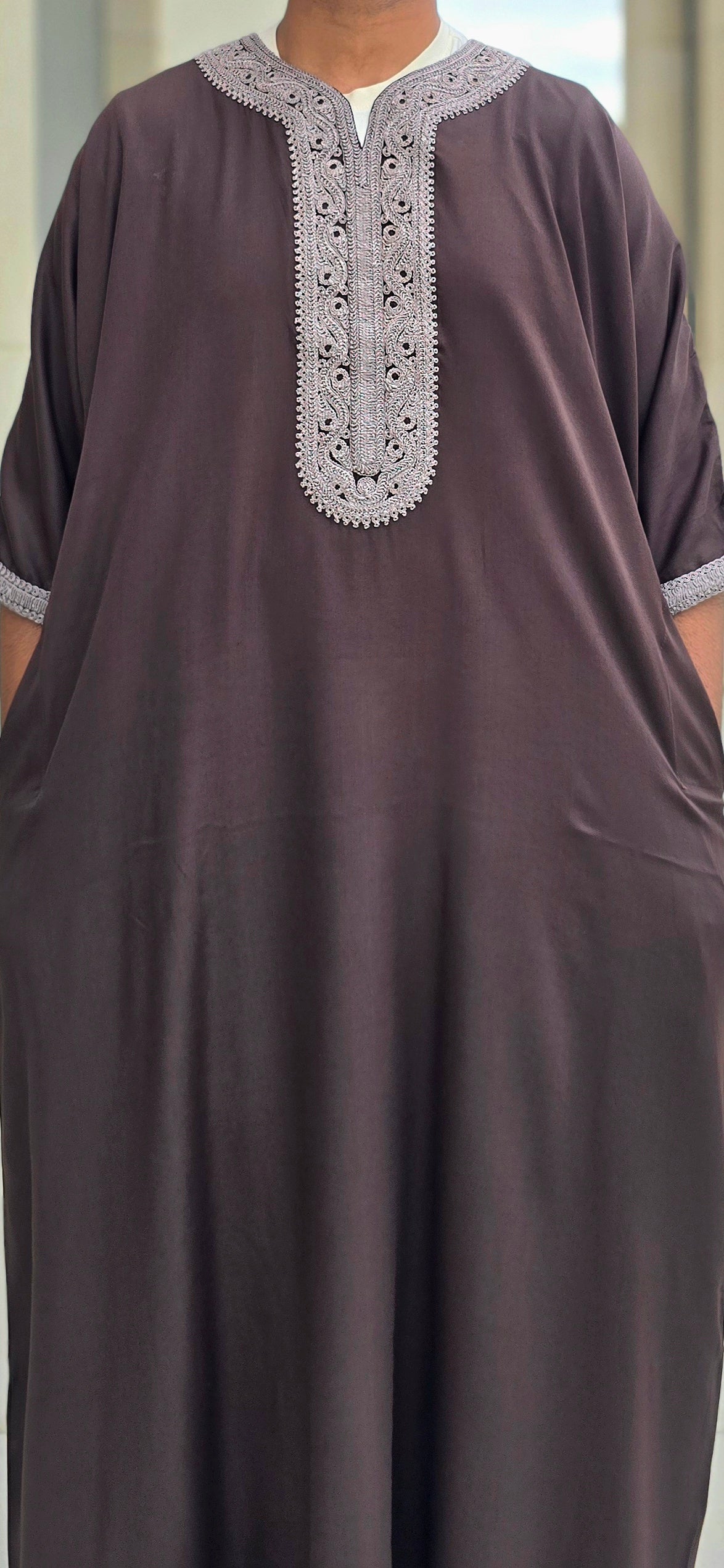 Brown Adult Moroccan Thobe Gandoura Style 03MOR