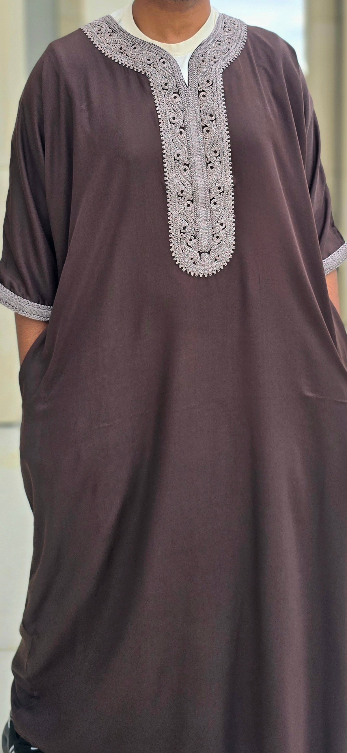 Brown Adult Moroccan Thobe Gandoura Style 03MOR