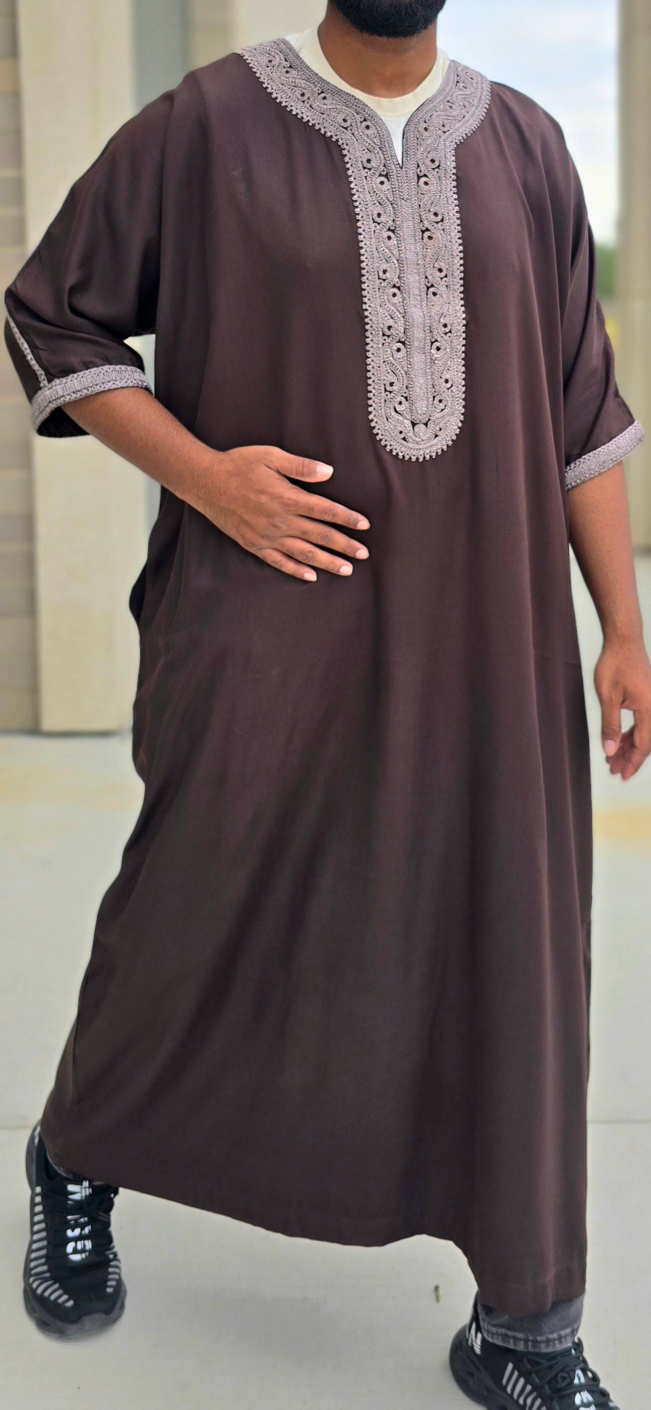 Brown Adult Moroccan Thobe Gandoura Style 03MOR