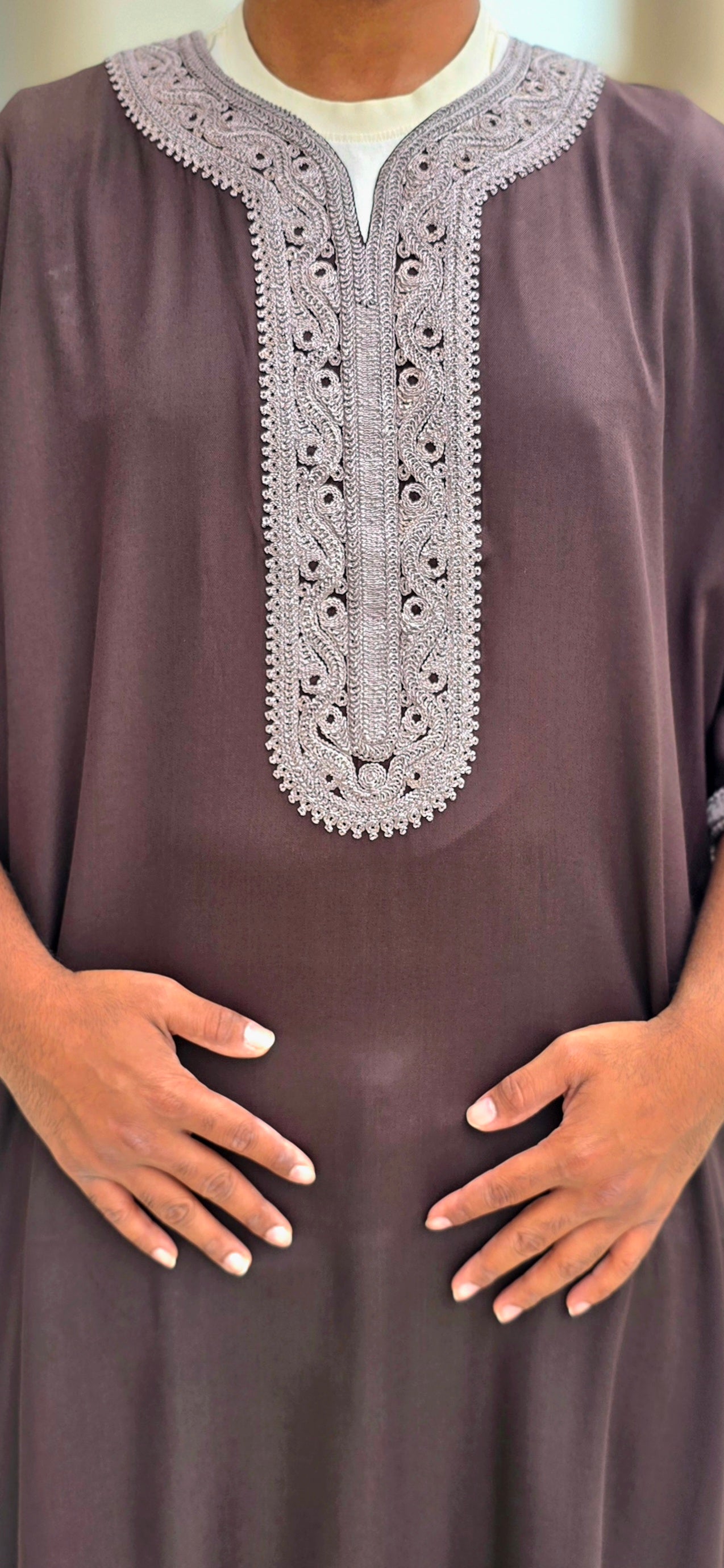 Brown Adult Moroccan Thobe Gandoura Style 03MOR