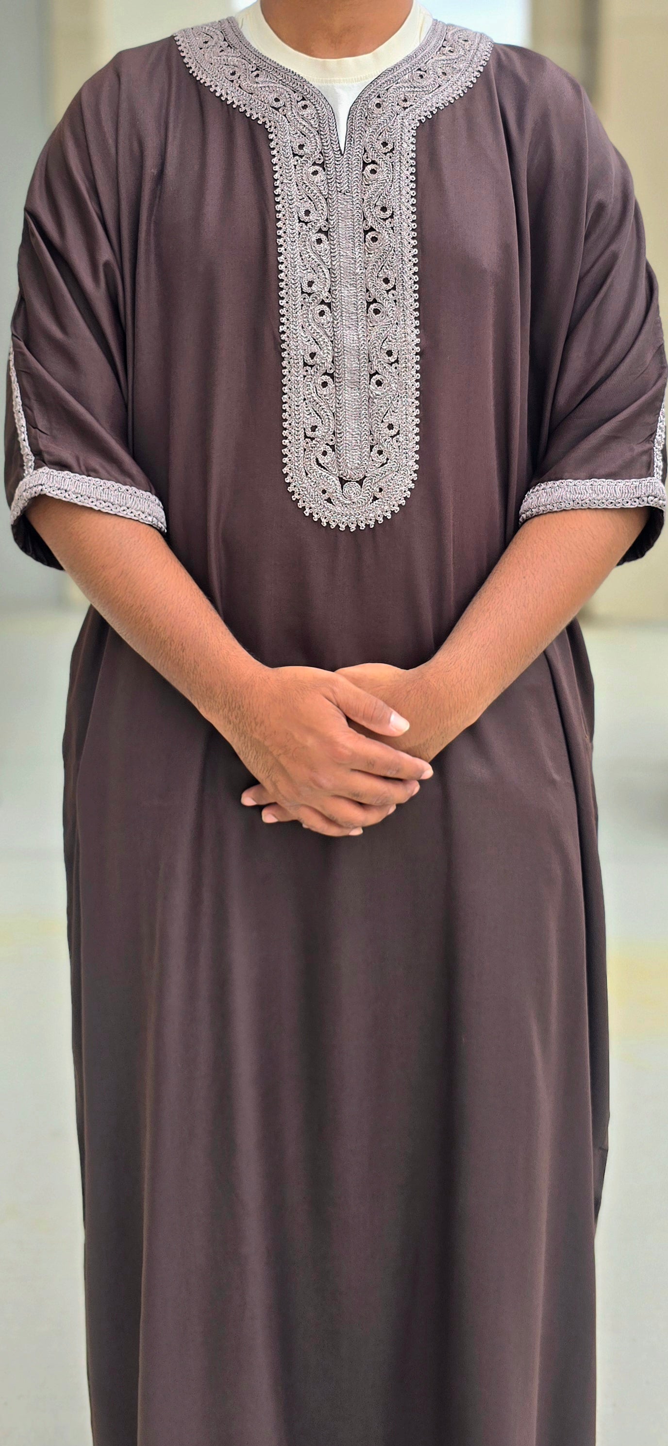 Brown Adult Moroccan Thobe Gandoura Style 03MOR