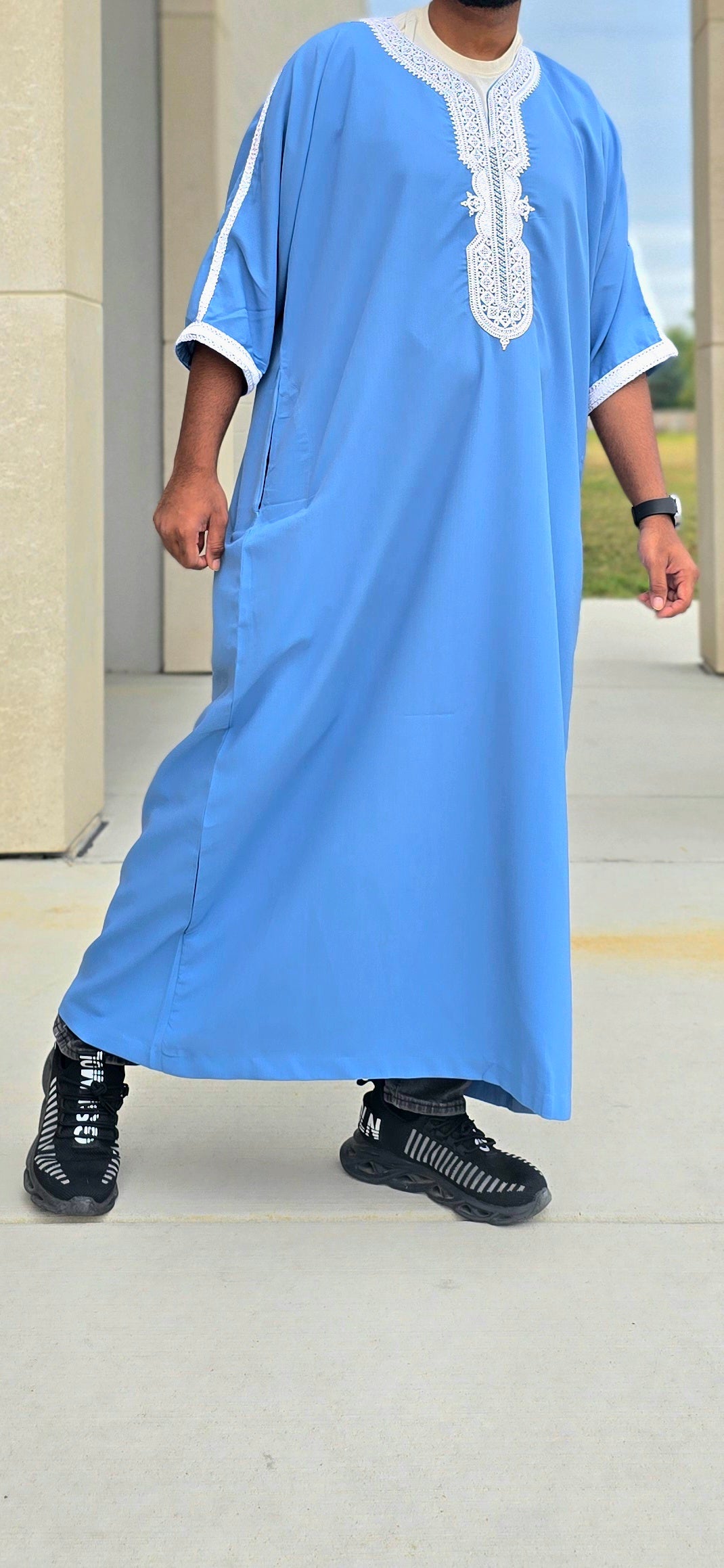 Sky Blue Adult Moroccan Thobe Gandoura Style 05MOR