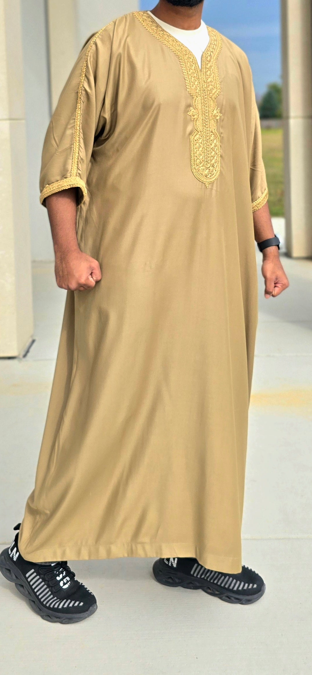 Gold Adult Moroccan Thobe Gandoura Style 04MOR