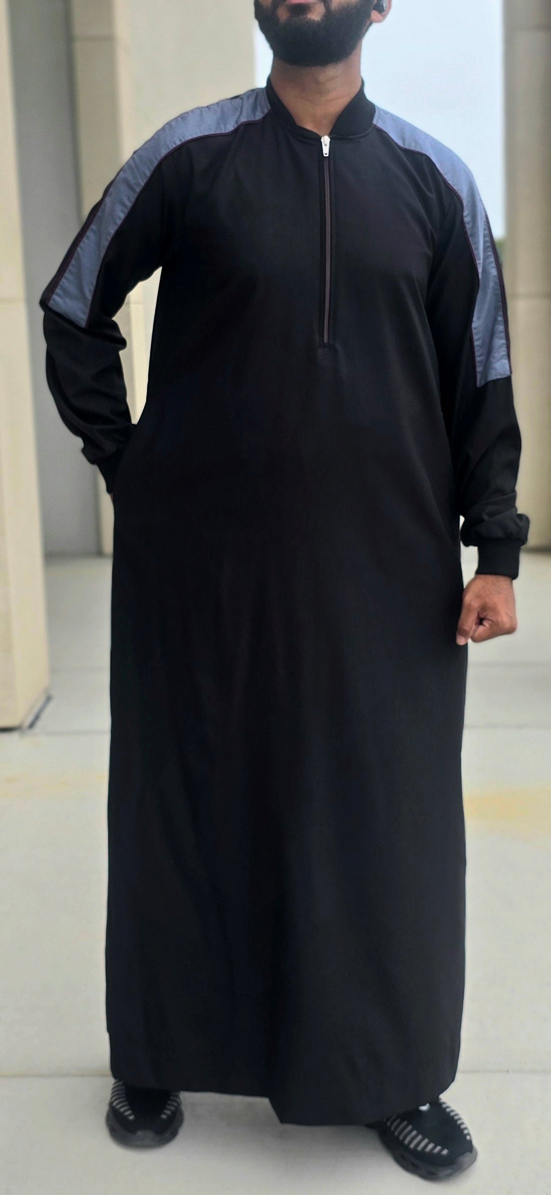 Black and Grey Striped Designer Thobe for Adults – 11DE