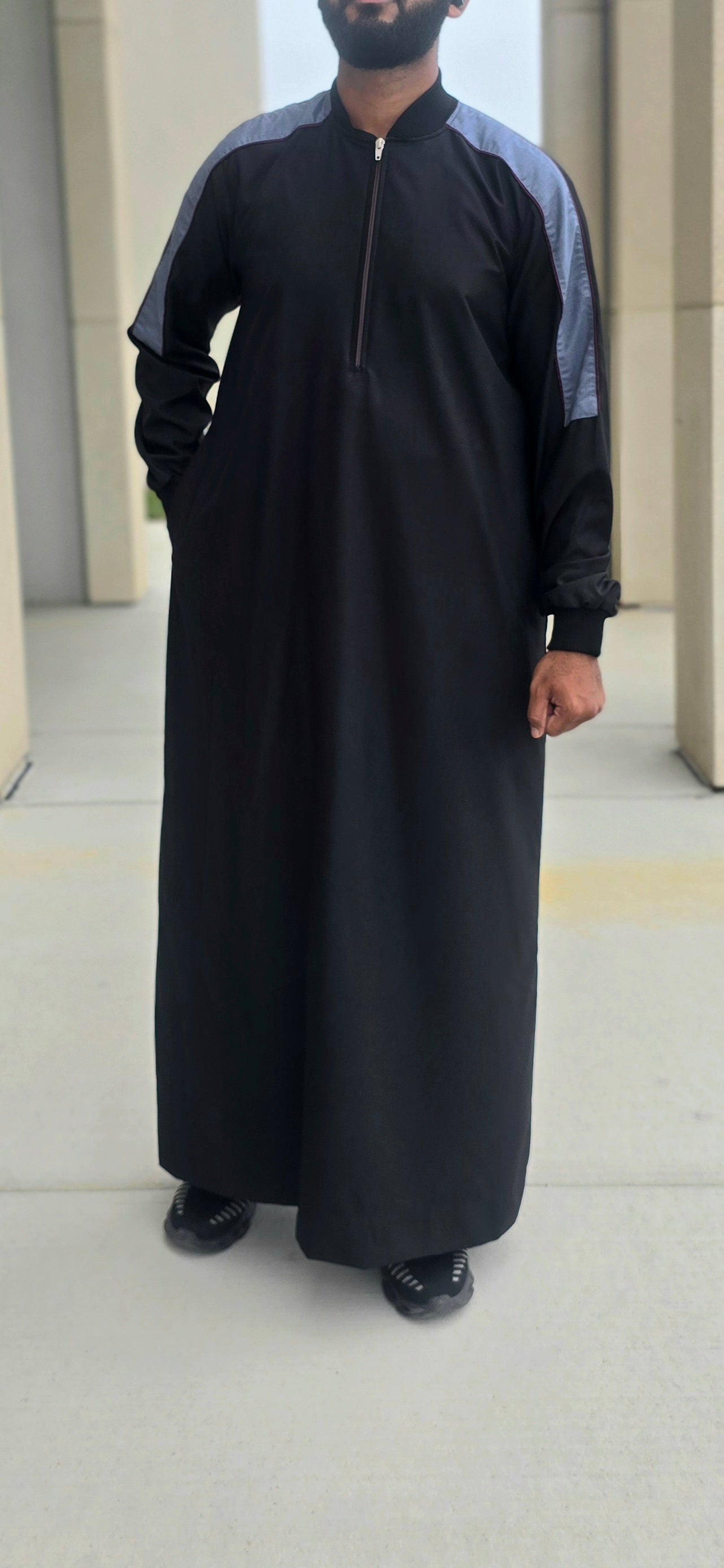 Black and Grey Striped Designer Thobe for Adults – 11DE